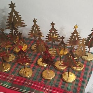 Christmas Tree Place Card Holders Name Tag Brass Vintage